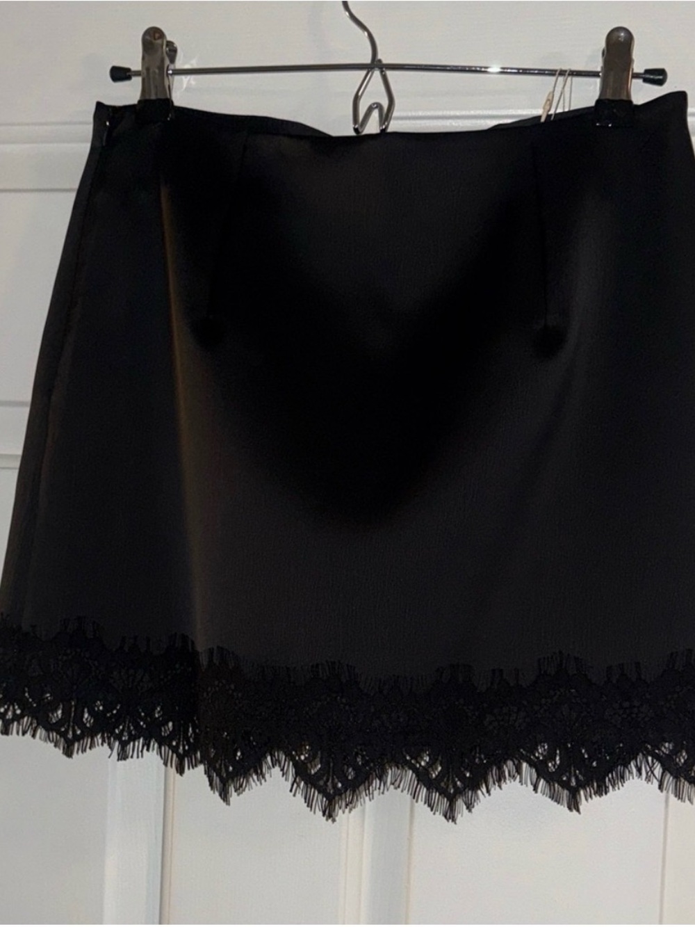 Zara Black Mini Skirt with Lace Hem
